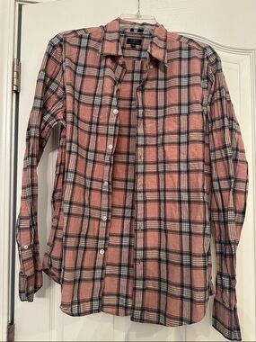 J. Crew Rose Pink and Black Plaid Button-Down Shirt - Men's